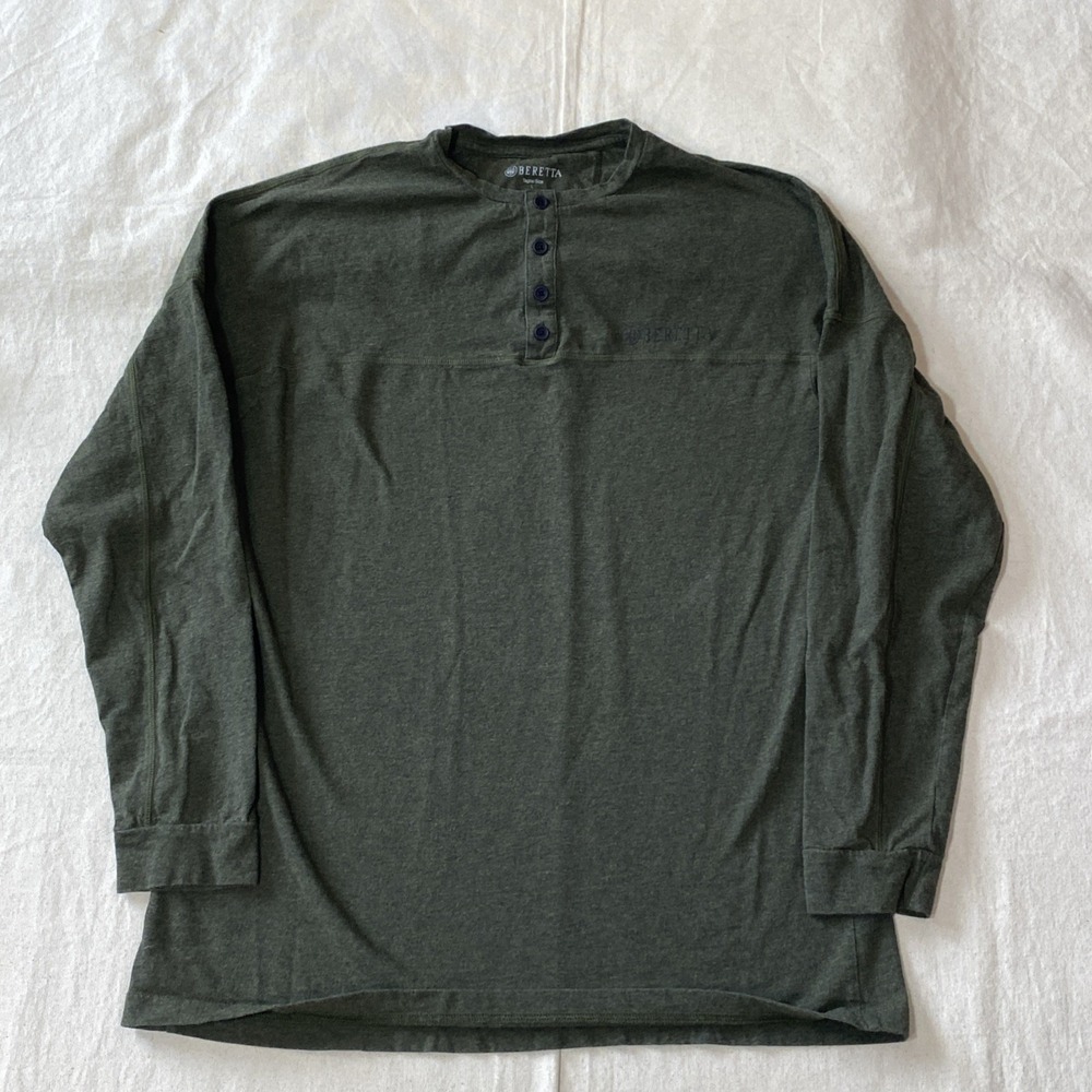Beretta  Men's Large  Long Sleeve Henley Shirt Ranger Army Green